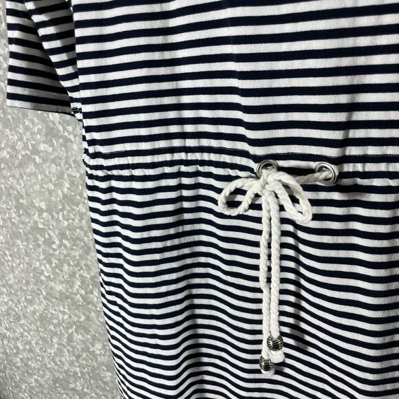 Ruby Rd. Women's Black & White Striped Casual Dress - Large - Drawstring Waist - Picture 3 of 6